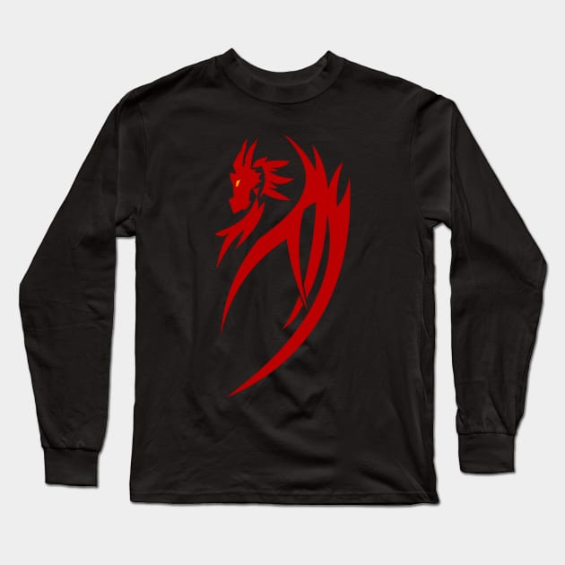 Red dragon tribal tattoo Long Sleeve T-Shirt by AdiDsgn